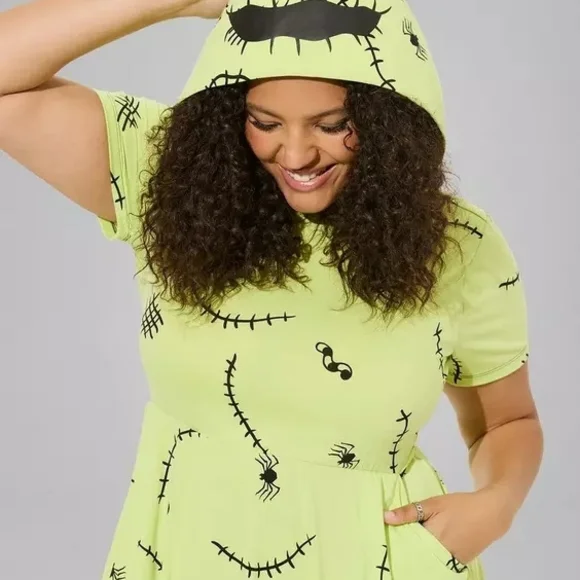 Torrid Disney The Nightmare Before Christmas Oogie Boogie Mini Hooded Dress NWT - Picture 4 of 11